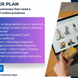 starter web plan – professional one page website